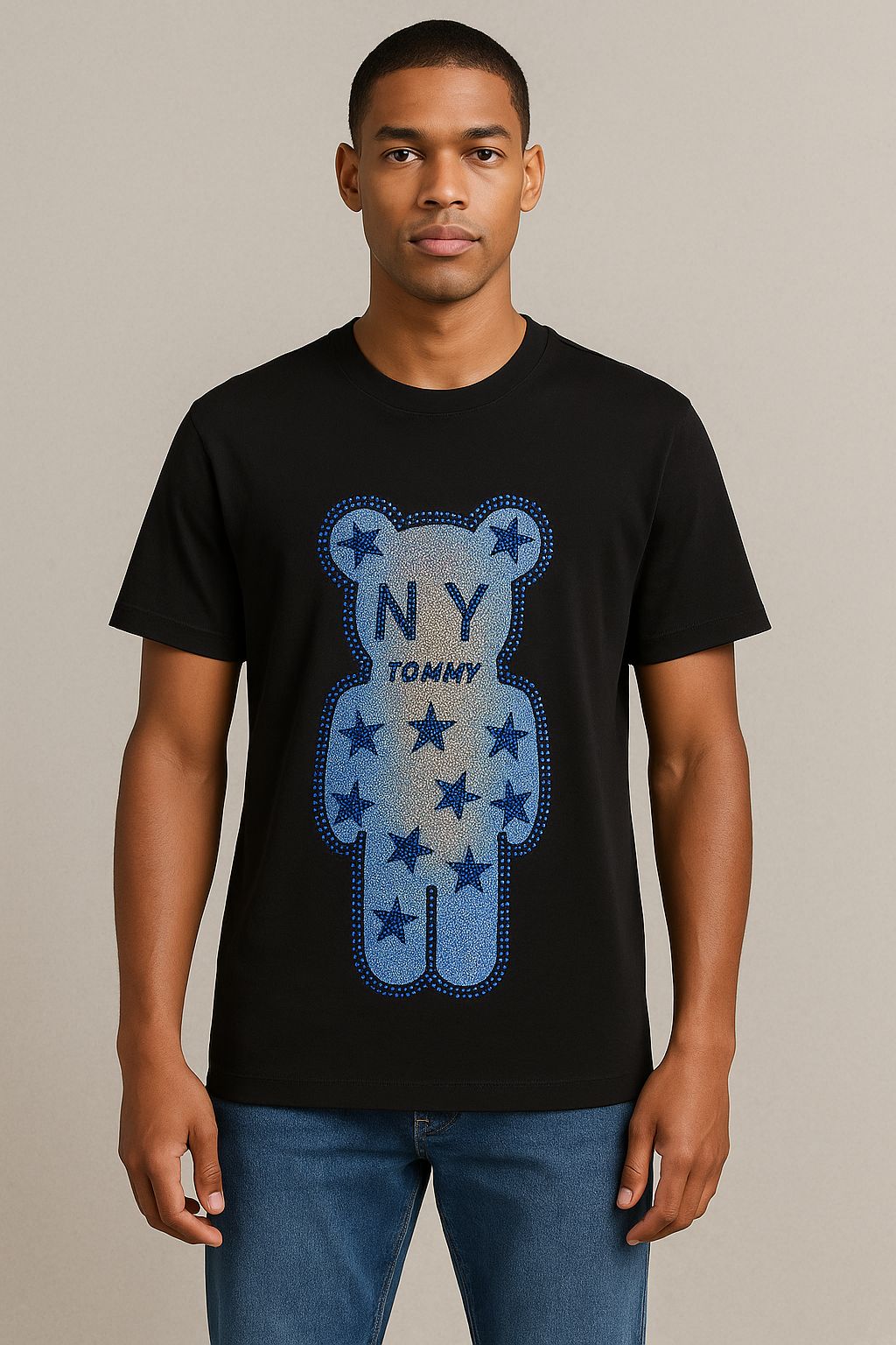 Beads Work Round Neck T-Shirt