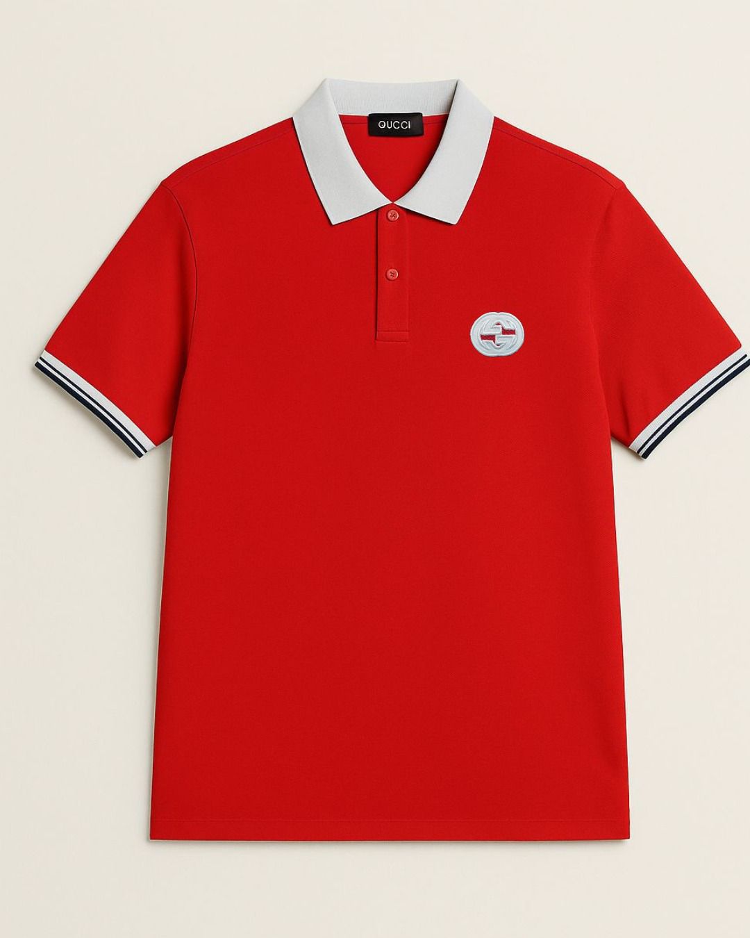 Red Gucci Collar T-Shirt