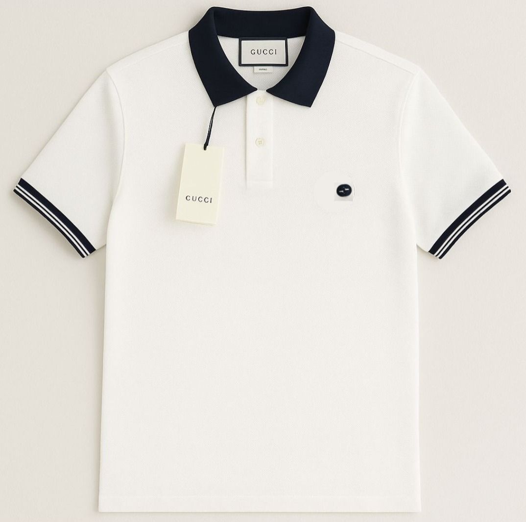 White Gucci Collar T-Shirt
