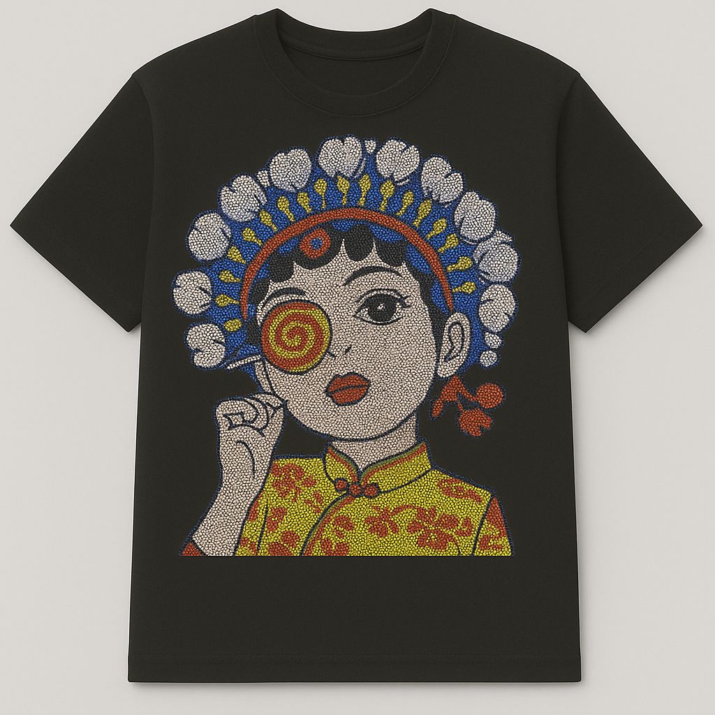 Beads Work Round Neck T-Shirt