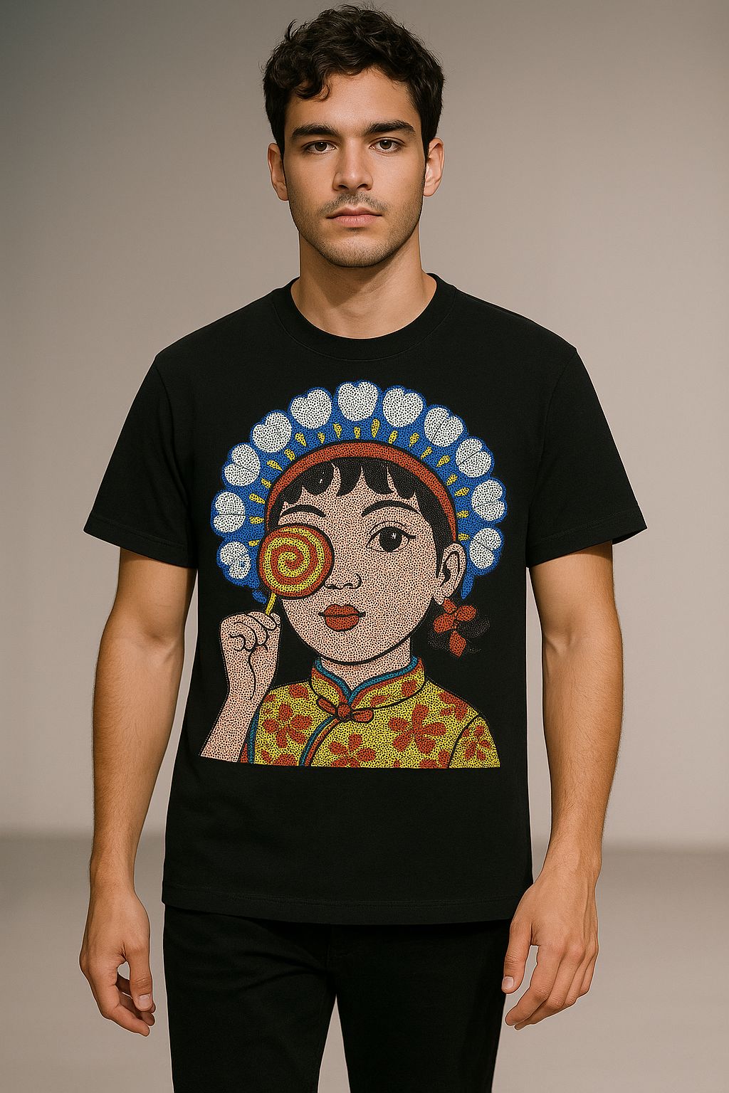 Beads Work Round Neck T-Shirt