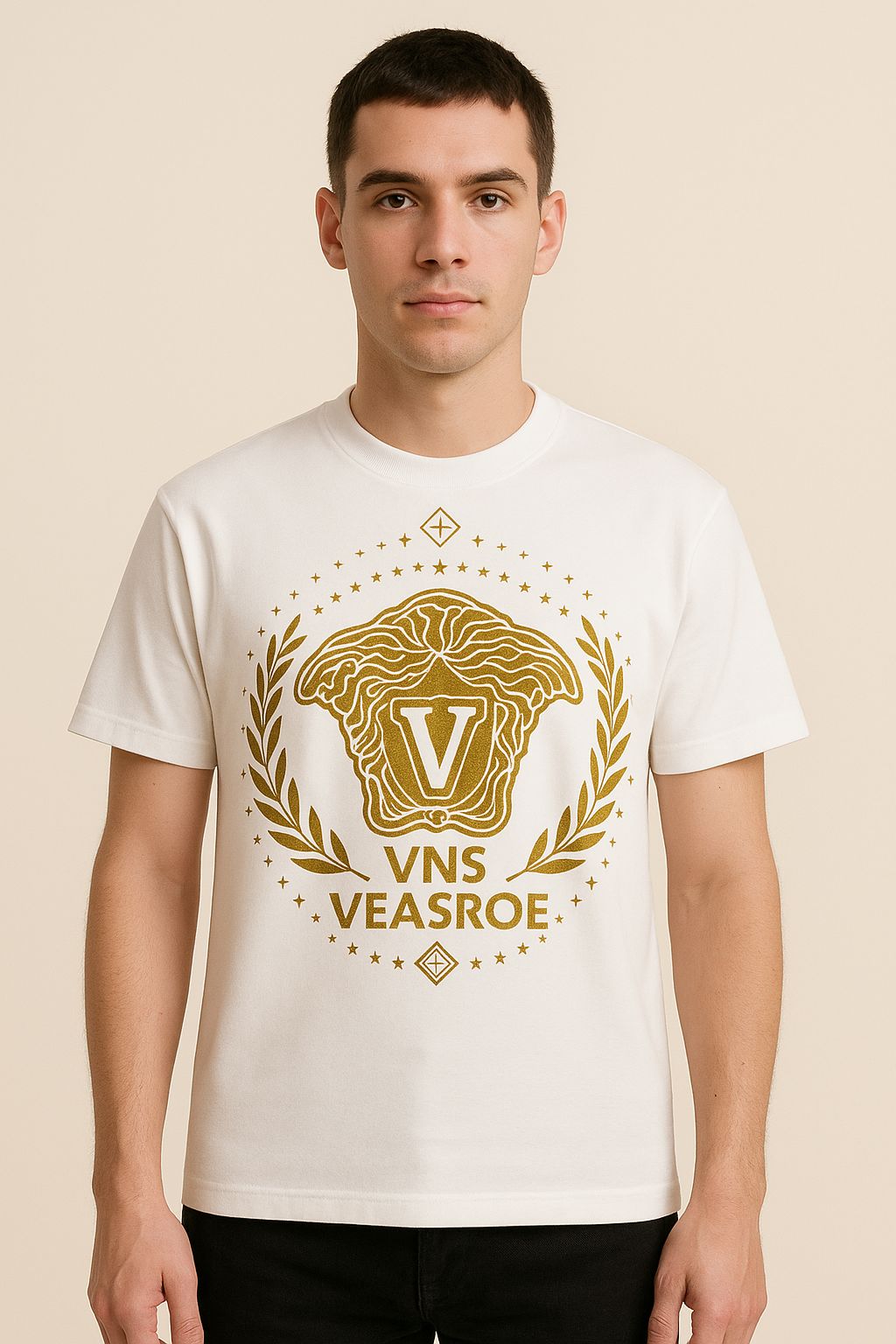 Beads Work Round Neck T-Shirt