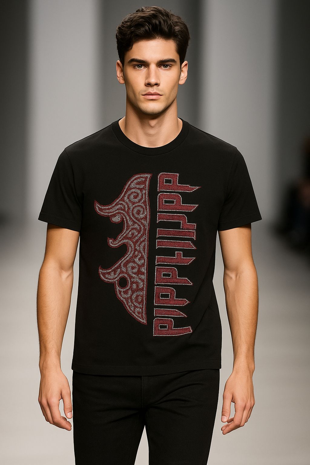 Beads Work Round Neck T-Shirt