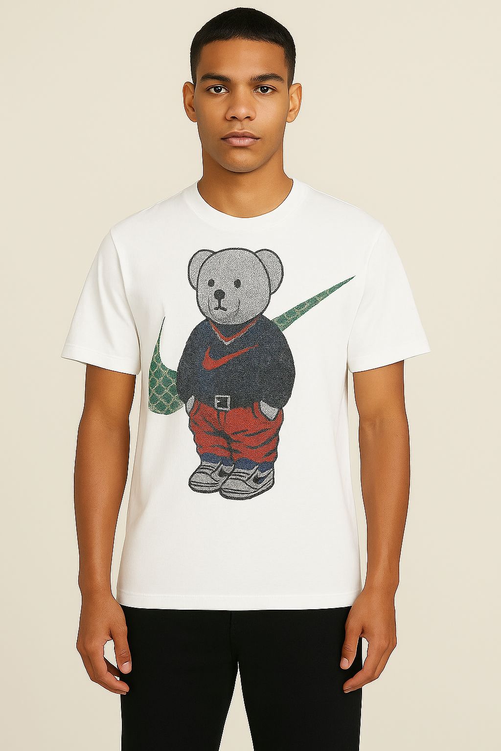 Beads Work Round Neck T-Shirt
