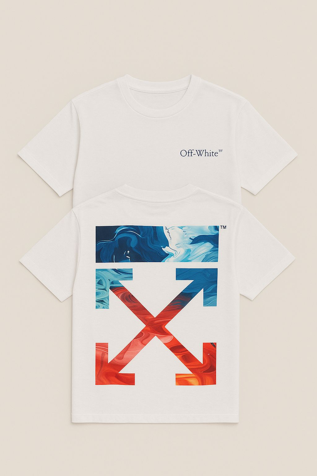 Off White Round Neck T-Shirt