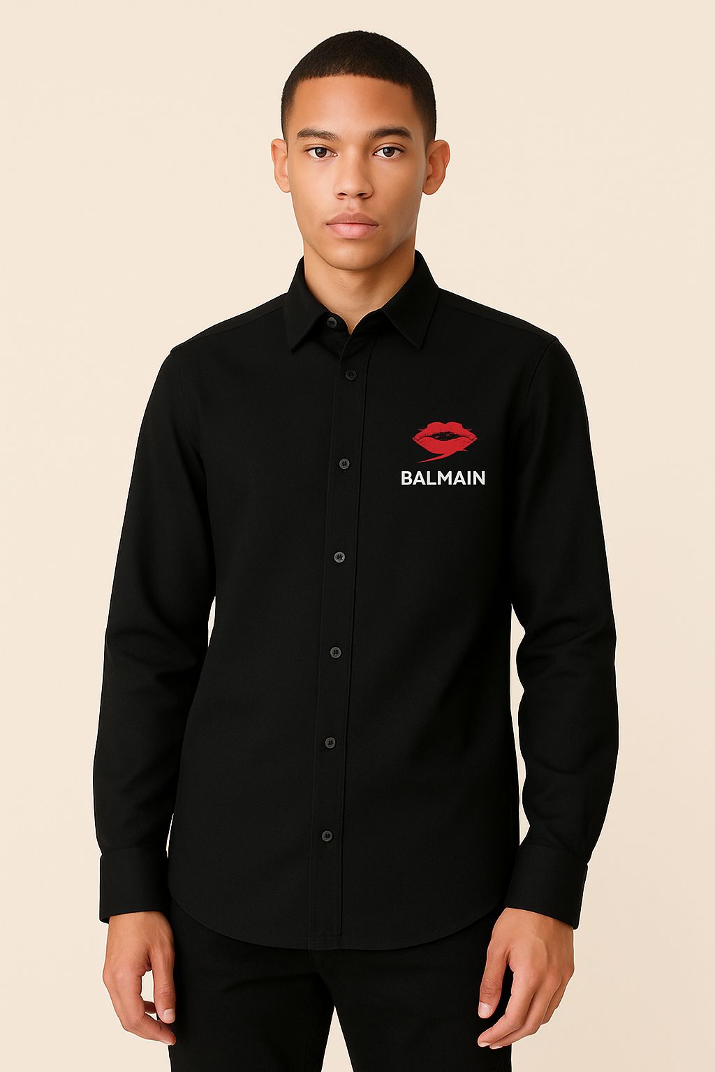 Balmain Lips Black Shirt