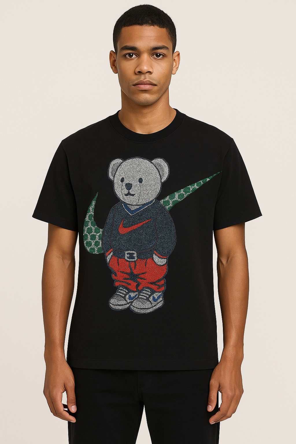 Beads Work Round Neck T-Shirt