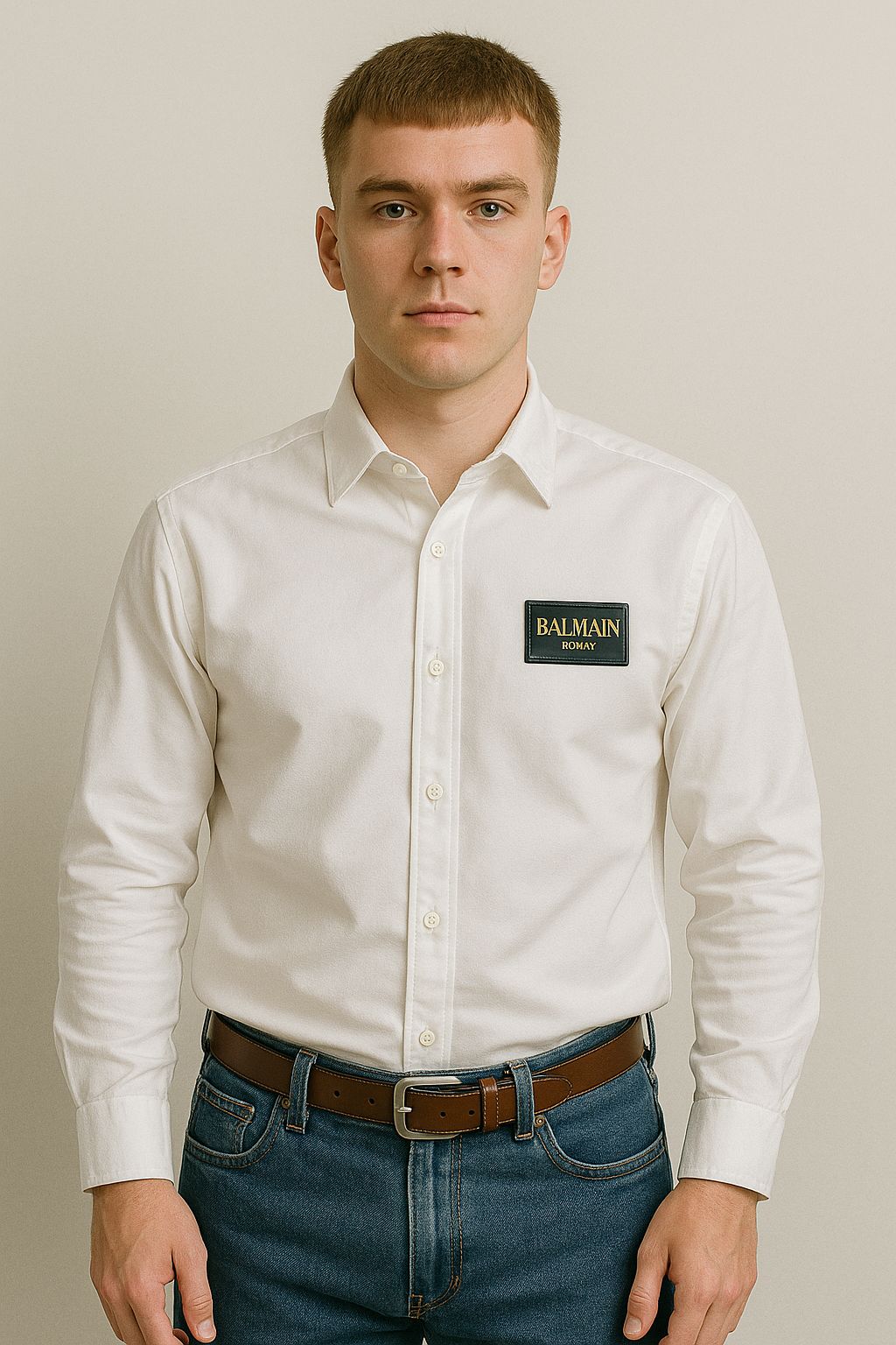 Balmain White with Golden Logo